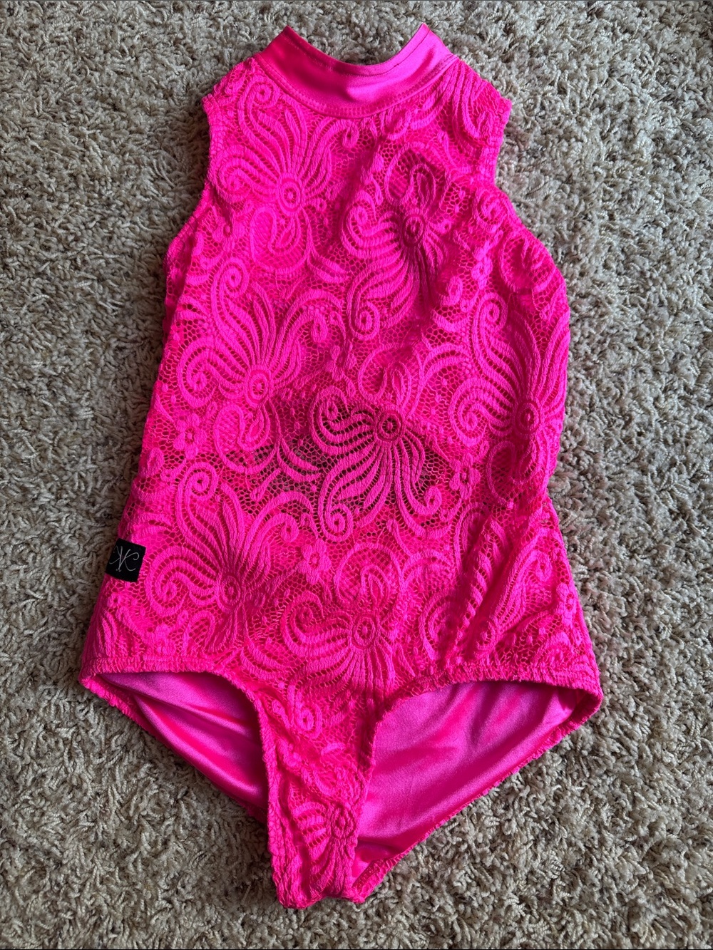 Kandi Kouture Hot Pink Lace One-Piece Leotard